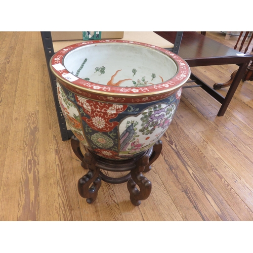 367 - Eastern style Fish Bowl on Hardwood Stand