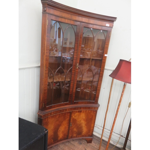 416 - Mahogany and Glazed Concave Corner Cabinet