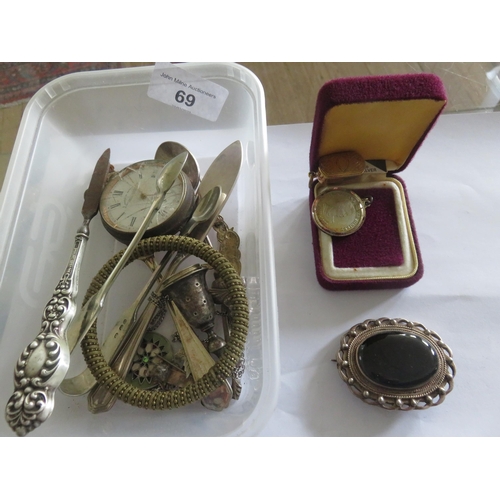 69 - Pocket Watch, Plated Items, Some Silver and a Vinaigrette