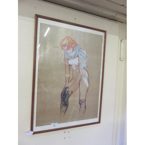 16 - Framed Picture of a Woman Dressing