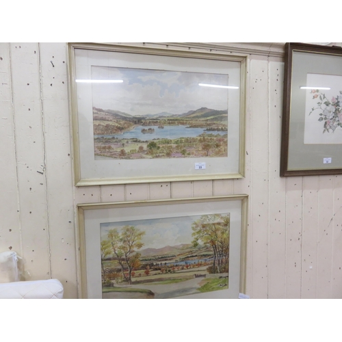 33 - Pair of Framed Thomas Train Landscape Watercolours