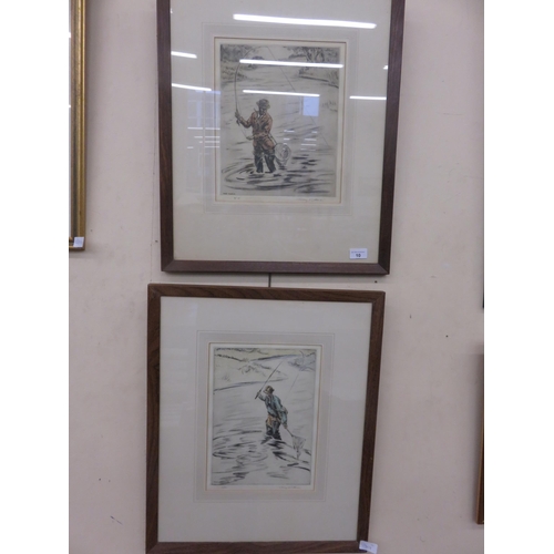 10 - Pair of Signed Henry Wilkinson Prints, Anglers