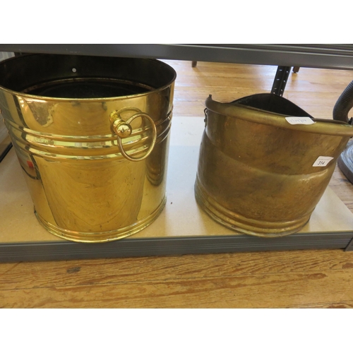 Three Brass Coal Buckets