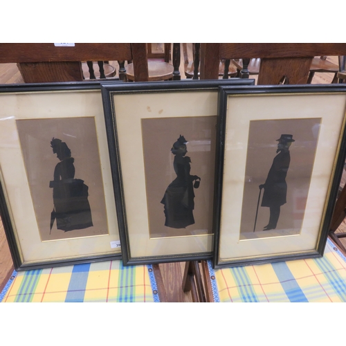 39 - Three Framed Silhouettes and Framed Newspaper Advert from Tivoli Theatre