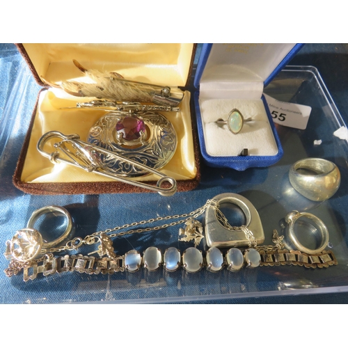 55 - Mixed tray lot of Silver and other Jewellery