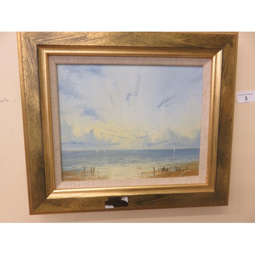 3 - Two Gilt Framed Oil Paintings by Drewett featuring Sea and Sailing Boats