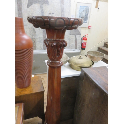 364 - Ornately Carved Tall Mahogany Pot stand