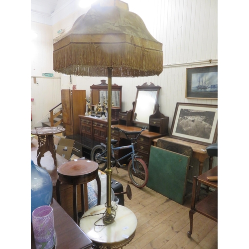 401 - Early 20th Century Brass Standard Lamp on Tripod base with period shade