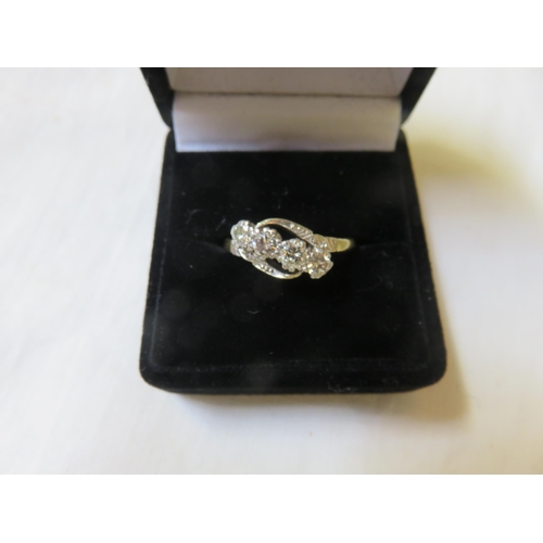 70 - 18ct Gold Platinum Four Stone Diamond Ring, Diamond Shoulders