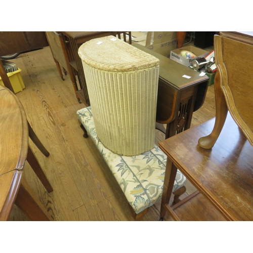 425 - Double Footstool and Wicker Basket