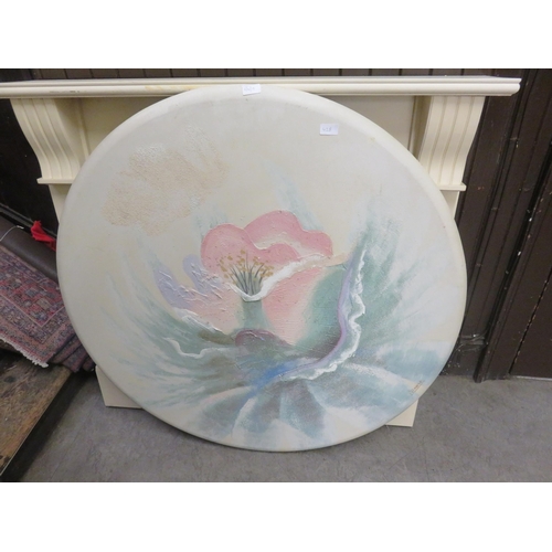 428 - Large Circular Canvas of Flowers