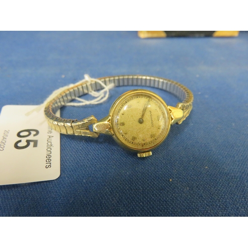 65 - Ladies Gold Cased Movado Wristwatch.  15.84g