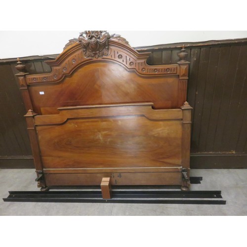 429 - Carved Mahogany Panel Bed Ends and Rails