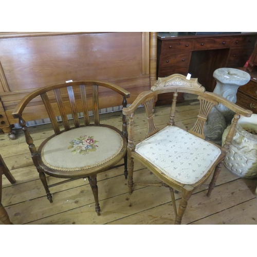 505 - Two odd Edwardian Inlaid Mahogany Bedroom Chairs