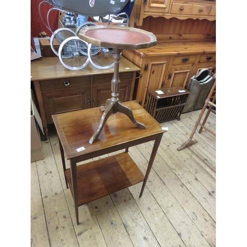 510 - Inlaid Mahogany two tier Table and a Wine Table