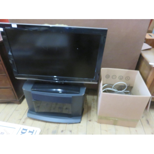 512 - Two Television Stands, quantity of electrical items