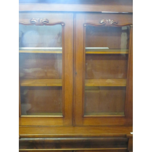 525 - Victorian Mahogany and Glazed Bookcase and Undercabinet