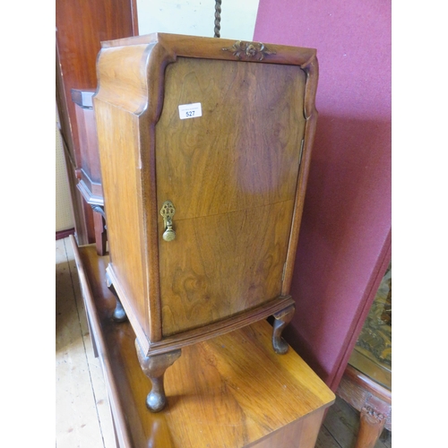 527 - Walnut Veneer Lowboy and Bedside Cabinet