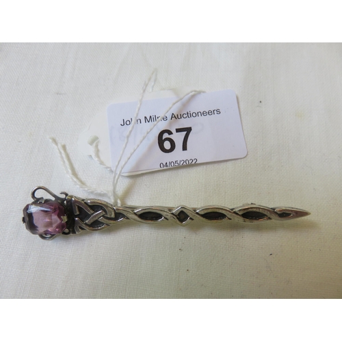 67 - Silver Kilt Pin with Amethyst Type Stone