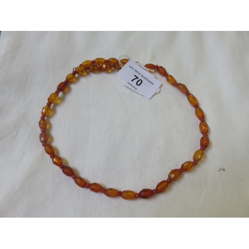 70 - Amber and Coral Bead Necklace 18½! long