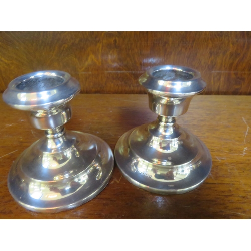 88 - Pair of Birmingham Hallmarked Silver Dwarf Candlesticks