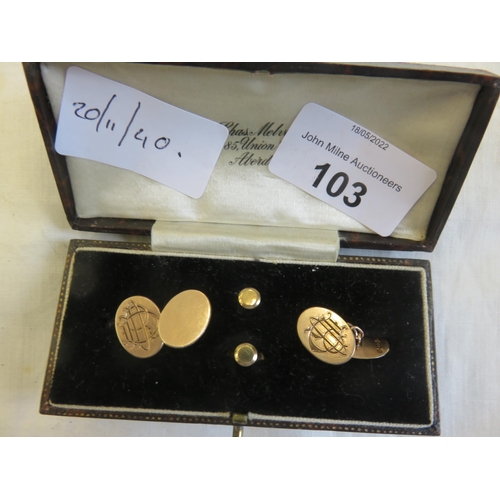 103 - Cased 9ct. Gold Cufflinks