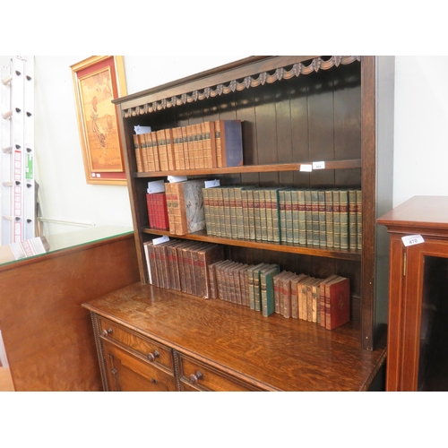 469 - Oak Dresser with two panel doors, two drawers and plate rack above