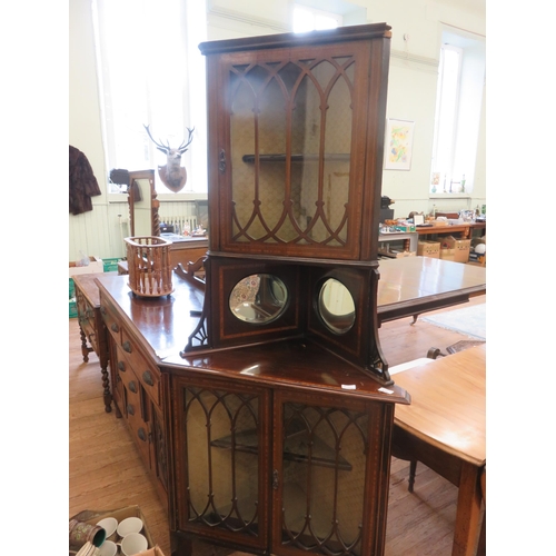 473 - Inlaid Mahogany three door Corner Display Cabinet