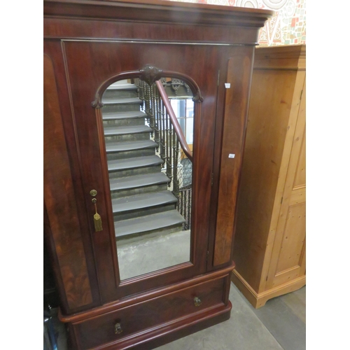 486 - Mahogany Mirror Doored Wardrobe