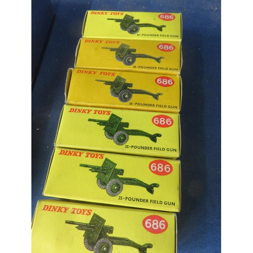 63 - Six Boxed Dinky Toys, No. 686 25-power Field Gun