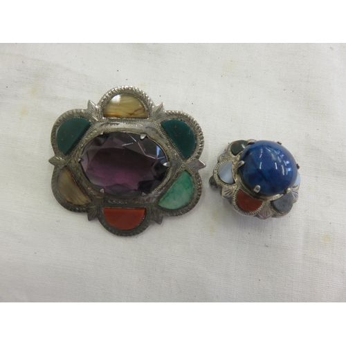 97 - Two Scottish Agate Silver Brooches