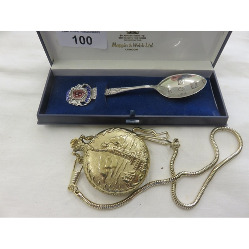 100 - Cased Aberdeen Silver Spoon and Watch