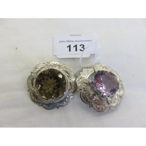 113 - Pair of Ward Brothers, Glasgow - Silver Gem Set Brooches