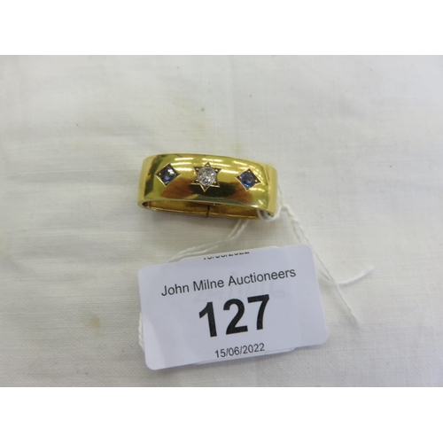 127 - Victorian 15ct Gold Gem Set. Scarf Clip 6.4gm