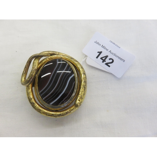 142 - Gilt Metal Victorian Mourning Brooch