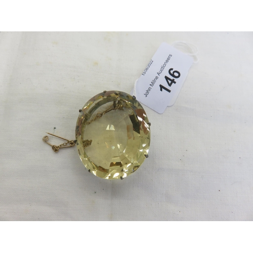 146 - Very Large Oval Citrine Brooch
