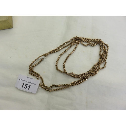 151 - Victorian Facetted Link Yellow-Metal Guard Chain