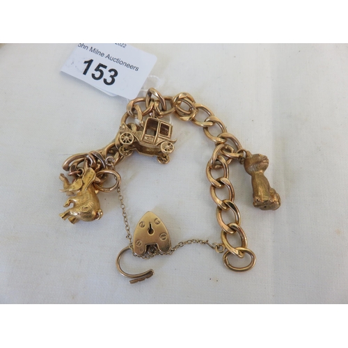 153 - 9ct Gold Charm Bracelet 30g