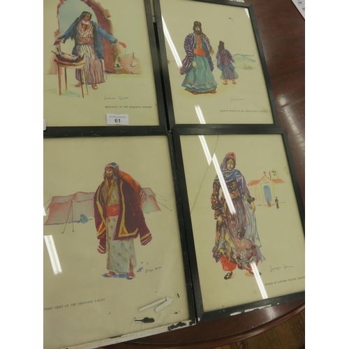 61 - Four Framed  Pictures, Lebanese and Syrian Costumes.