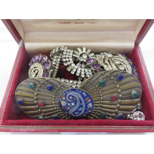 74 - Box of Marcasite Type Jewellery and an Enamel buckle