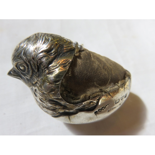 101 - Chester Hallmarked Silver Bird Pin Cushion