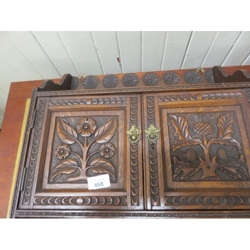 468 - Oak Cared Two Door Wall Cabinet