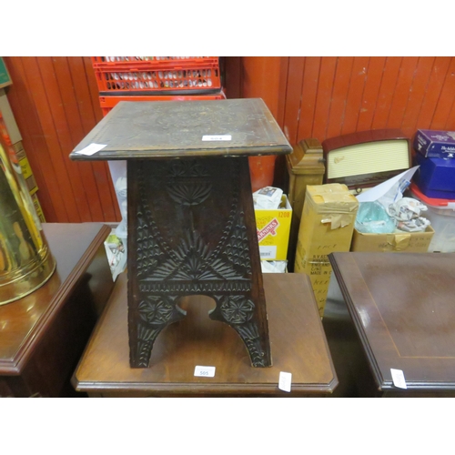 504 - Small Carved Oak Pot Stand