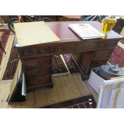 514 - Oak Double Pedestal Writing Desk