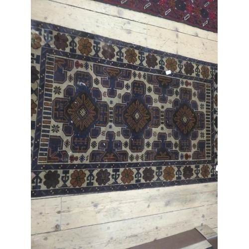 520 - Middle Eastern Rug, Three Medallion Design on Brown Ground 54