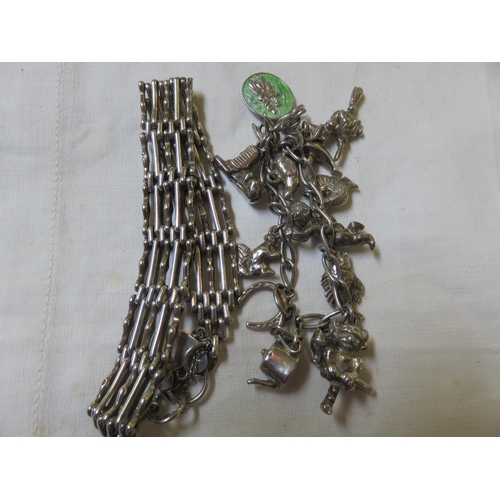 68 - Silver Charm Bracelet and Silver Gate Bracelet