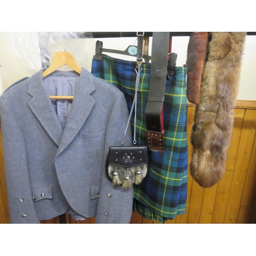 482 - Kilt, Jacket, Sporran, Brogues and Furs