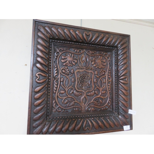 2 - Heavily Carved Decorative Oak Panel