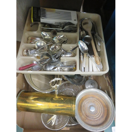 241 - Box of Brass and Plated Ware