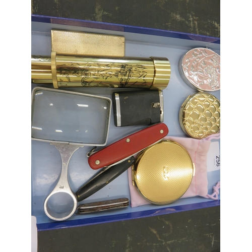 256 - Compacts, Pocket Knives, Lighters, Magnifying Glass Etc